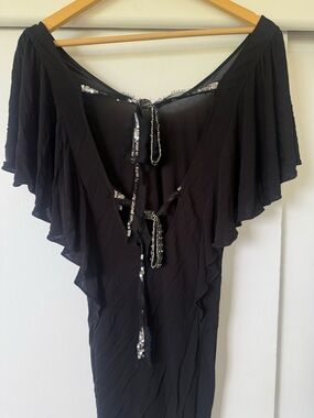 Rebecca Taylor Early 2000s Black Sequin Mini Dress